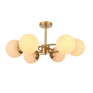 Gold Crescent Body Opal 6 Lamp Globe Ceiling Light - 40W