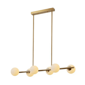 Gold Metal Body Opal Glass Globes Kitchen Island Chandelier 6xG9 Ceiling Light