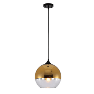 Gold Out Silver In Globe Glass E27 Pendant Ceiling Light