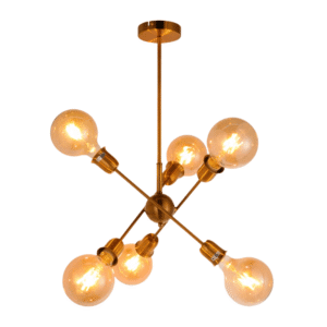 Golden Equilibrium Sphere Sputnik 6-Light Geometric Chandelier