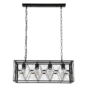 Industrial Black Finish Farmhouse Metal Cage Chandelier