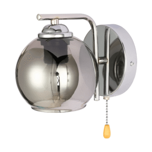 L-Shape Smoke + Chrome 1xE27 Dome Glass Wall Light - 52016