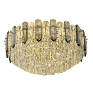 Large Tiered Flush Chandelier Ceiling Light with Smoky and Clear Crystals