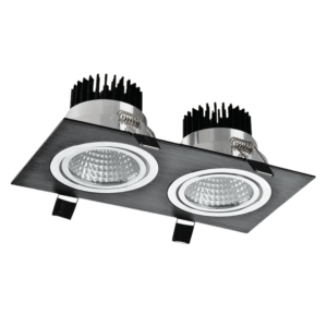 LED Black 2 Way Tilt Recessed Rectangle Downlight - 2x10W