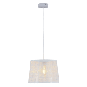 Light Effects White Grunge Ridged Classic Shade Metal Frustum E27 Pendant Ceiling Light