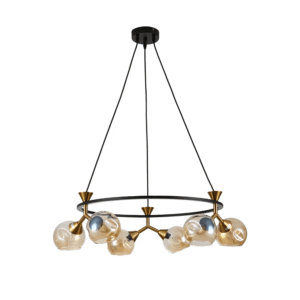 Locanda Amber Glass Round Chandelier Ceiling Light - 40W