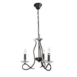 LuxAura 3 Candle Vintage Rustic Black French Chandelier Ceiling Light - 40W