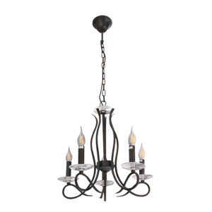 LuxAura 5 Candle Vintage Rustic Black French Chandelier Ceiling Light - 40W