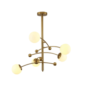 Mace Opal Globe Glasses Gold Metal Sputnik Chandelier Ceiling Light - 20W