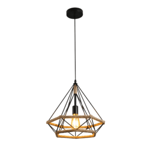Manila Hemp Rope Diamond E27 Black Pendant Light - D250mm/D380mm