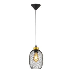 Mesh Black Cage Lantern Metal E27 Pendant Ceiling Light - D155mm
