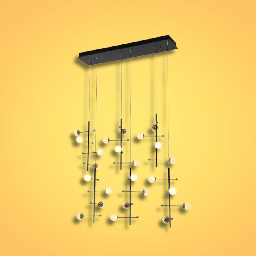 Modern 6 pendant Rectangle Spacious Gold Chandelier Ceiling Light - Image 2