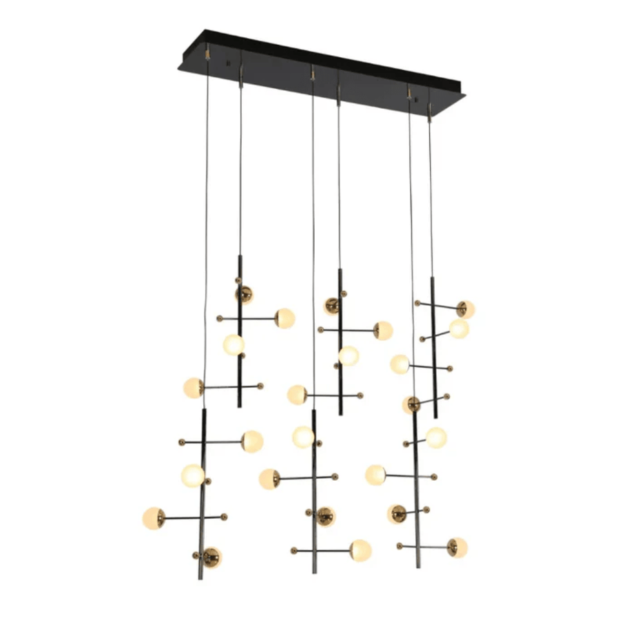 Modern 6 pendant Rectangle Spacious Gold Chandelier Ceiling Light