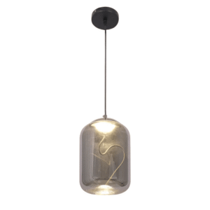 Modern Contemporary Cylinder Smoky Glass Pendant Ceiling Light with Built-in LED