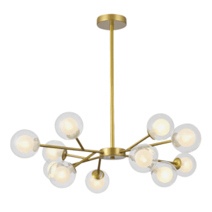 Modern Gold Ceiling Light with 12 Double-Layered Globes