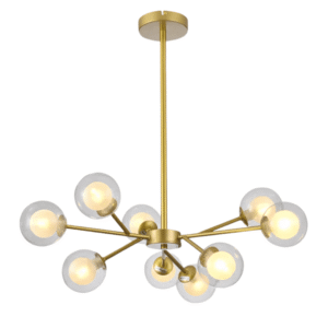 Modern Gold Ceiling Light with 9 Double-Layered Globes