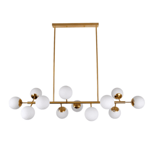 Modern Molecule Style Opal Gold Metal Island Chandelier Ceiling Light - 12 Globes