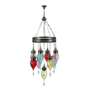 Moroccan Style Antique Glass Ceiling Chandelier E27 Pendant Light - 9 Lamps