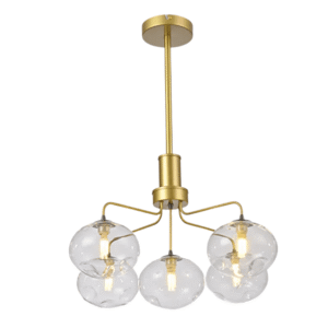 Multi-Arm 5 Globe Dimpled Ceiling Light Elegant Gold