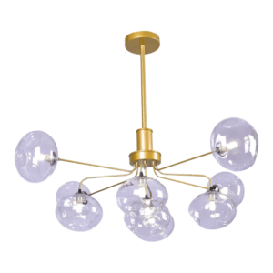 Multi-Arm 9 Globe Dimpled Ceiling Light Elegant Gold