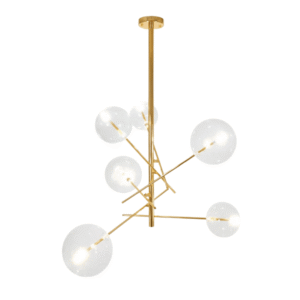 Nordic Sputnik Metal Clear Glass Globe 6xG4 Modern Chandelier Ceiling Light