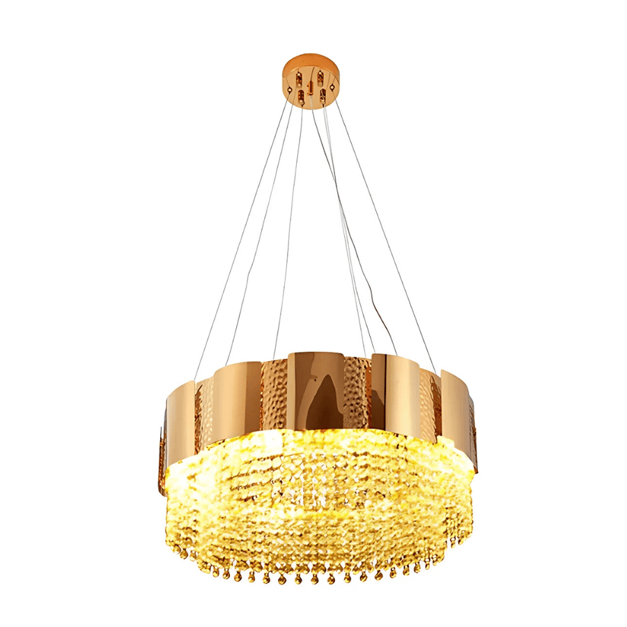 Octagon Crystal Gold Metal 600mm Chandelier Ceiling Light - 40W