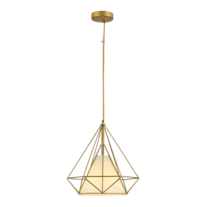 Opal Shade Wired Geometric Cage Pendant Ceiling Light