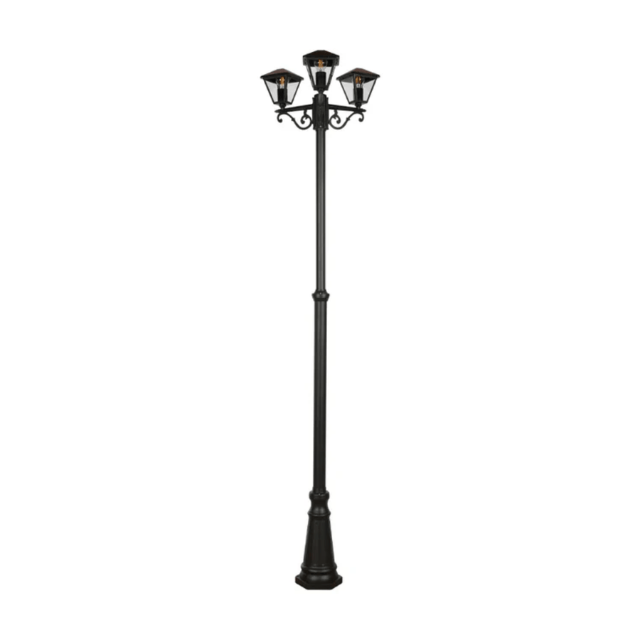 Paravento Black Outdoor Garden Pathway Lamp Post - 3 X 40W