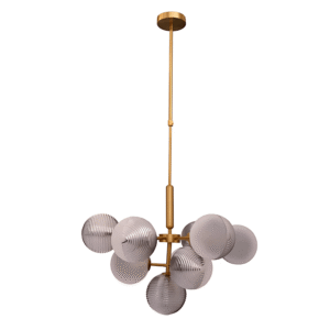 Pyramid Smoky Glass Gold Body Chandelier Ceiling Light - 3W