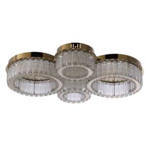 Quadruple-ring Crystal Flush Ceiling Chandelier Light with Remote Control - 42W