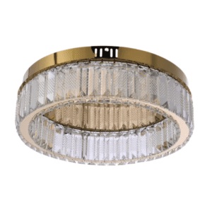 Ring Crystal Gold Flush Ceiling Chandelier Light with Remote Control 3 Colour - D400/D500