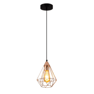 Rose Gold Metal Cage Pendant Ceiling Light E27 - 190mm