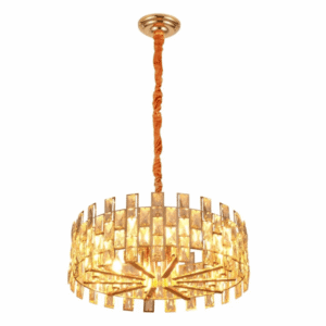 Round Coffin Stone Gold Metal Castle Type Chandelier E14 Ceiling Light - 580mm