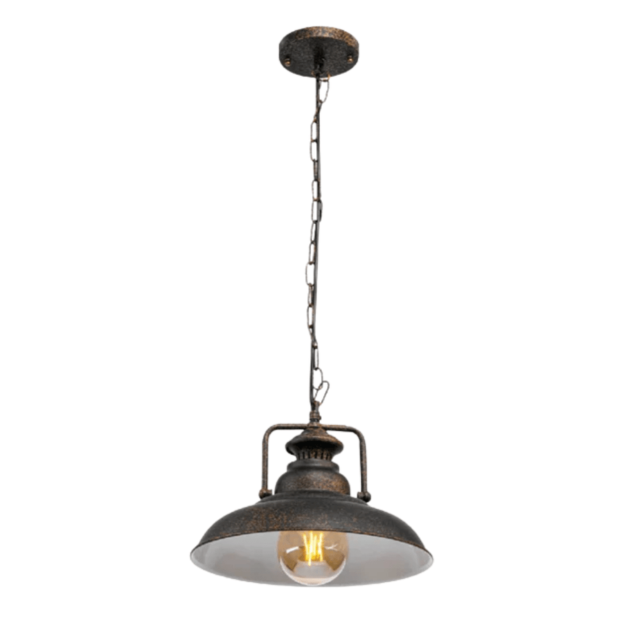 Rusty Brown Dome Industrial Jumbo Metal E27 Ceiling Pendant Light
