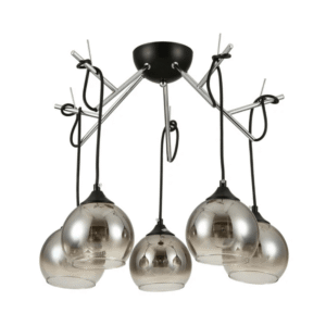 Smoky Dome Glass Chrome 5 Lamps Twig Modern Ceiling Light - 40W