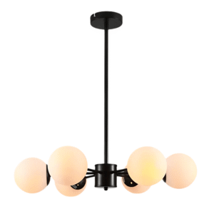 Snowflake Opal Globe Glass Black Body Ceiling Light E27 - 6 Lamps