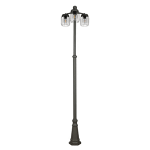 Tuela Dark Grey Outdoor Garden Pathway Lamp Post - 3 X 40W