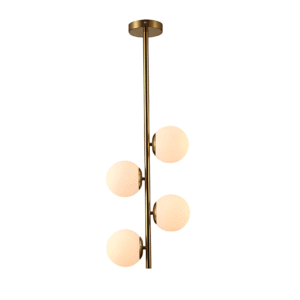Vertical Opal 6 Opposite Lamps Glass Globes Gold Metal Body Ceiling Light - 40W