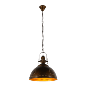 Vintage Industrial Dome Pendant Light with Rivet Detailing
