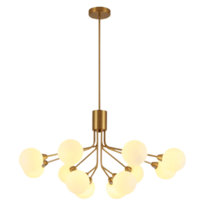 White Globe Glass Gold Arm Body Pendant Chandelier Ceiling Light G9 - 12 Globes