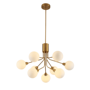 White Globe Glass Gold Arm Body Pendant Chandelier Ceiling Light G9 - 9 Globes